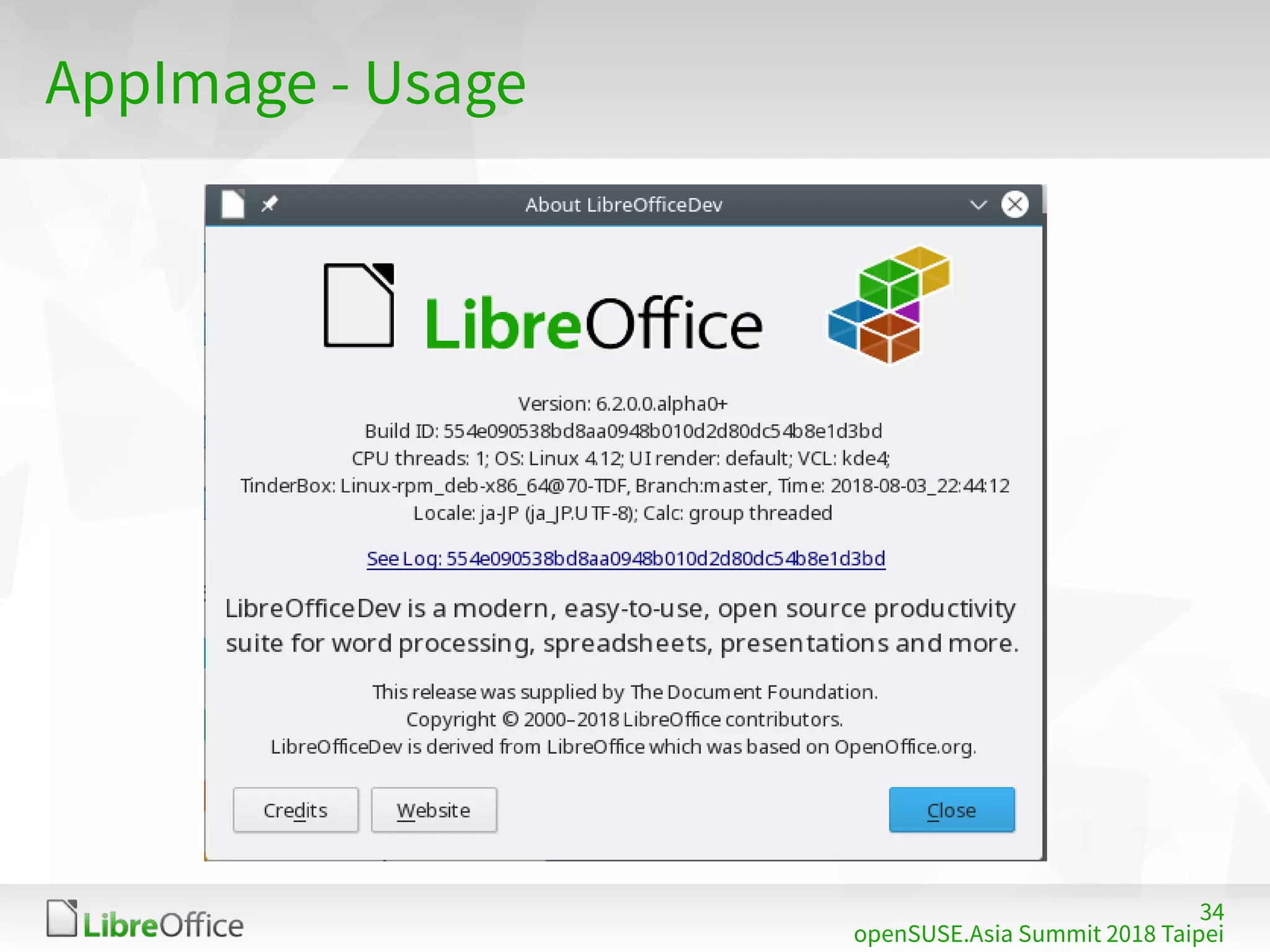 34
openSUSE.Asia Summit 2018 Taipei
AppImage - Usage
 