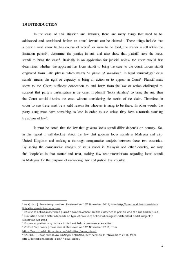 Position Of Locus Standi In Malaysia And United Kingdom Position Of Locus Standi In Malaysia And United Kingdom