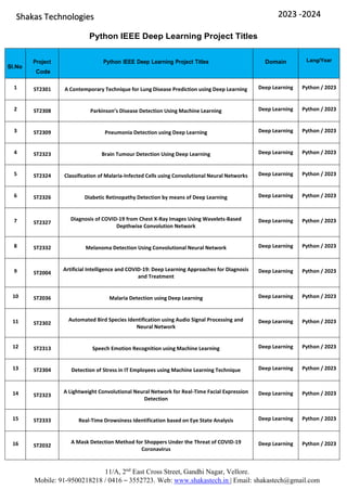 Latest Python IEEE Project Titles 2023-2024 | DOCX