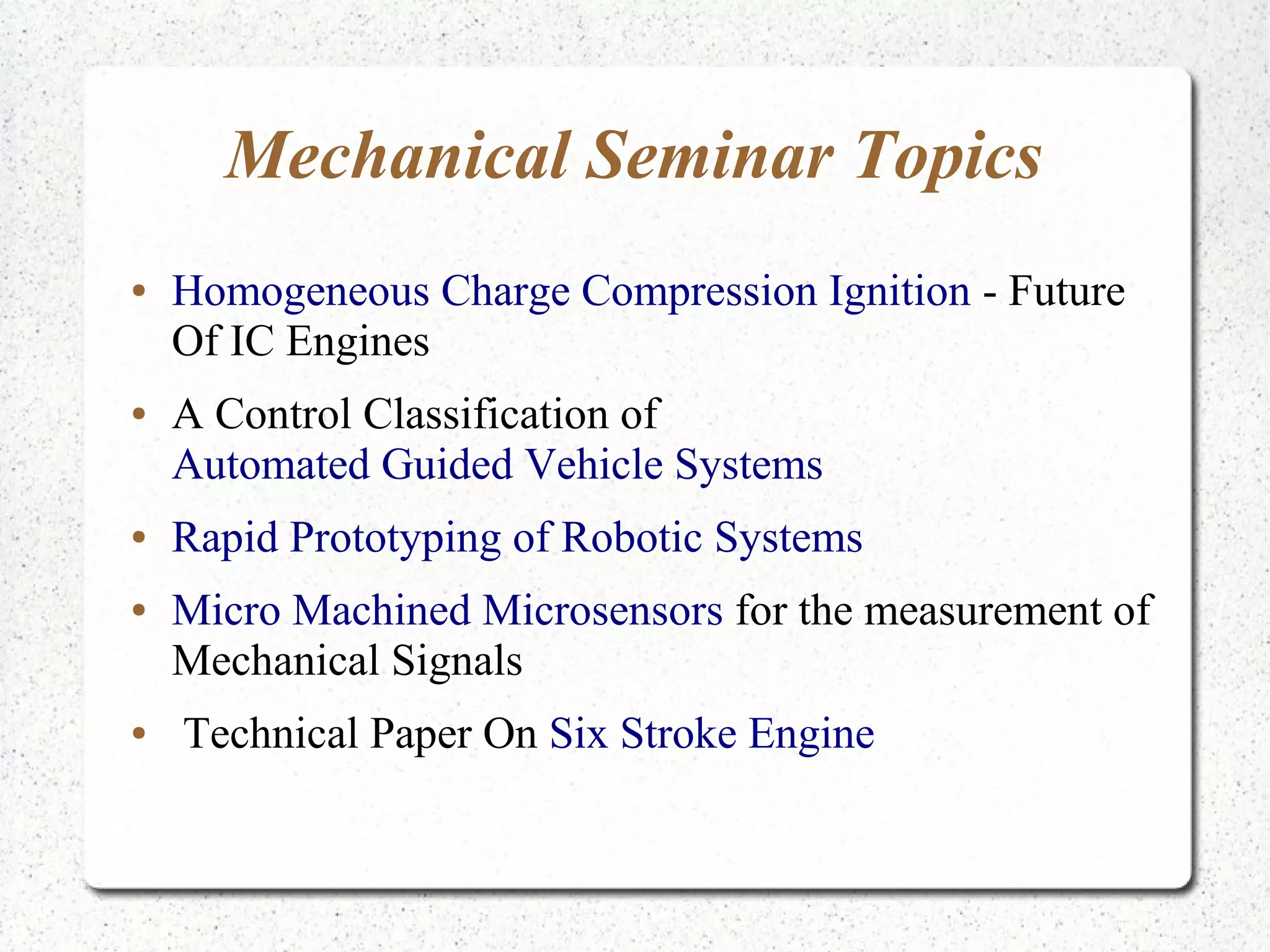 Latest Seminar Topics for Engineering,MCA,MSc Students | PDF