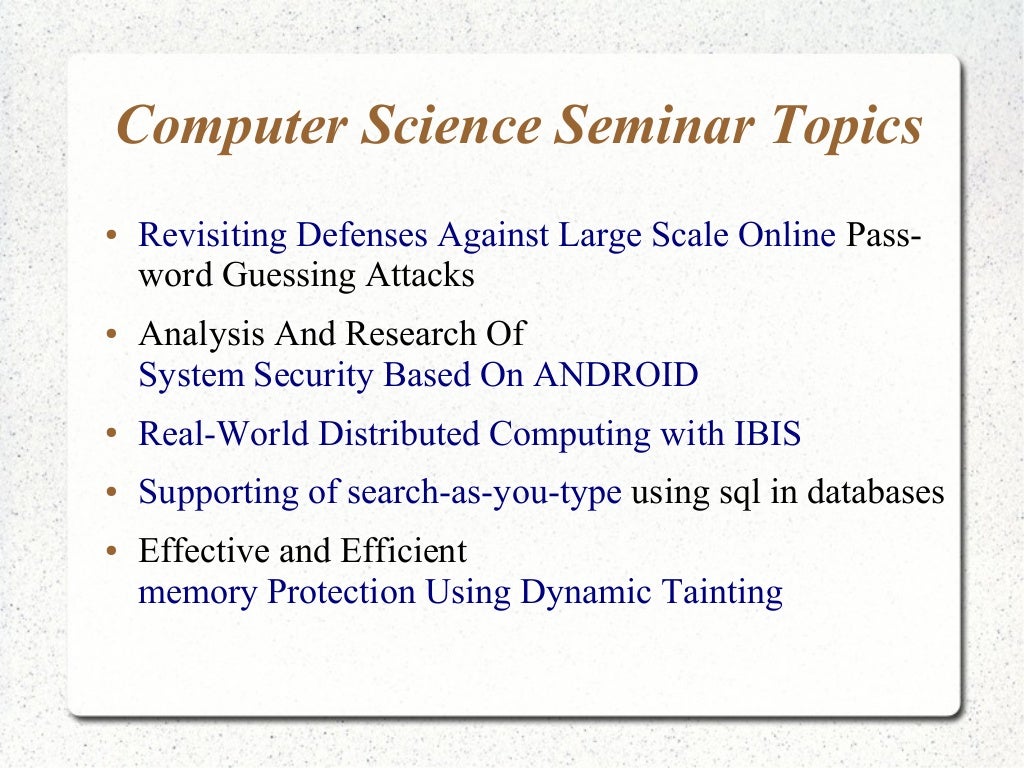 Latest Seminar Topics for Engineering,MCA,MSc Students
