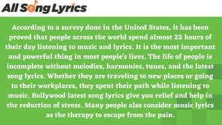 Latest song lyrics | PPTX | Music | Entertainment