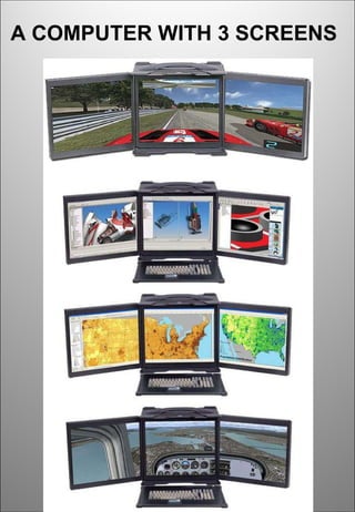 A COMPUTER WITH 3 SCREENS   