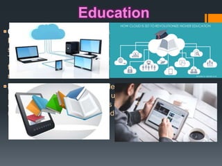 Education
The cloud-based Brazilian Electronic
Learning Organizer helps language teachers produce and
share digital learning objects and activities for their students.
The learning objects are created by the teacher or assembled
from a resource repository created by other teachers in the
network.
Year four students at St. Leonard’s College, a
primary school in Australia, are using tablets loaded with math
apps and e-textbooks to access information, receive instruction,
record measurements, and conduct research.
 