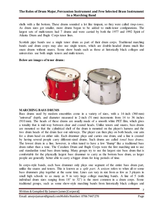 Latest the role of drum major, percussion instrument and few selected…