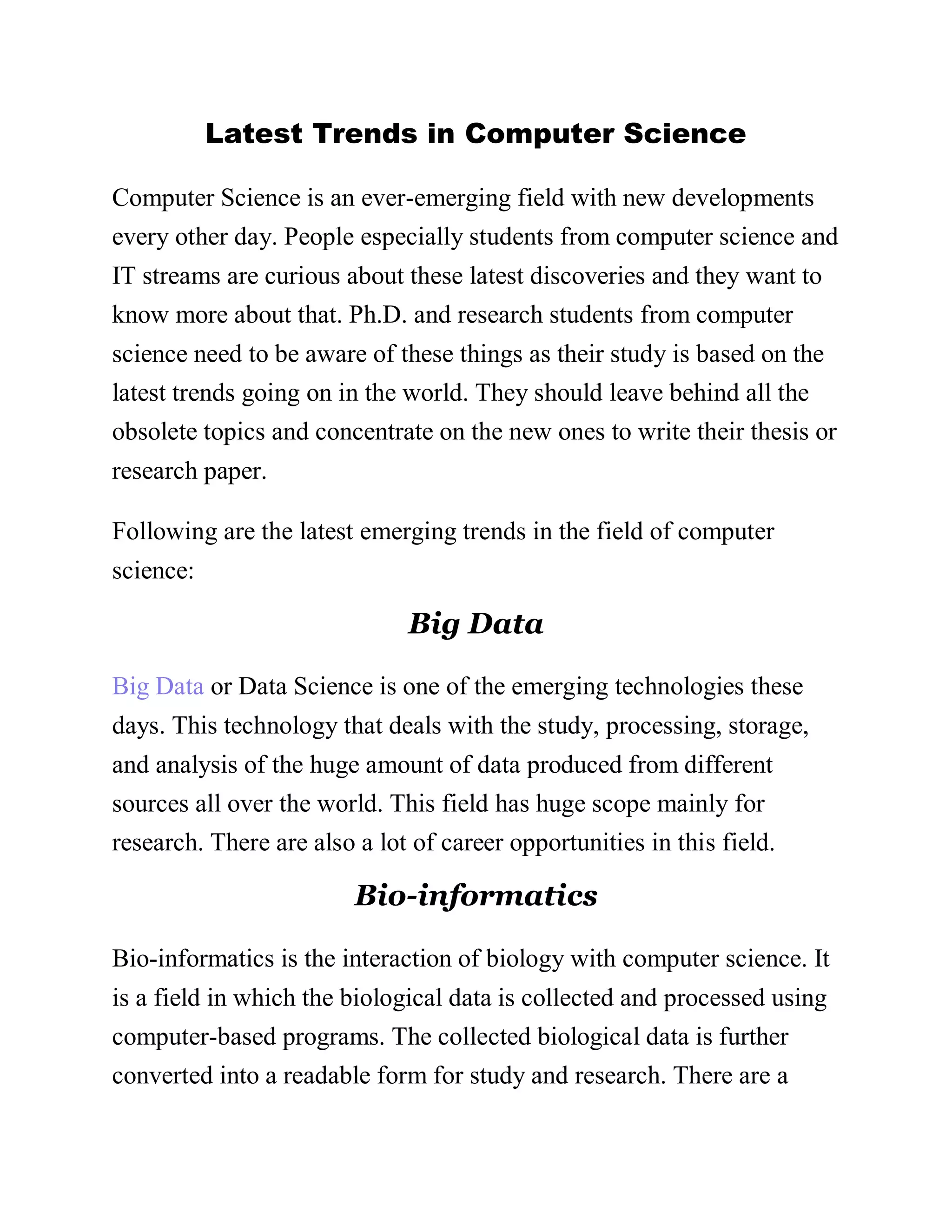 Latest Trends In Computer Science PDF