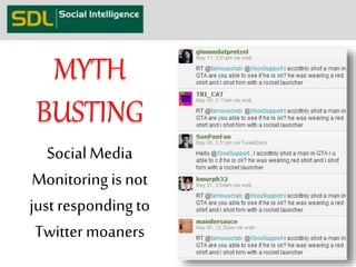 MYTH 
BUSTING 
Social Media 
Monitoring is not 
just responding to 
Twitter moaners 
 