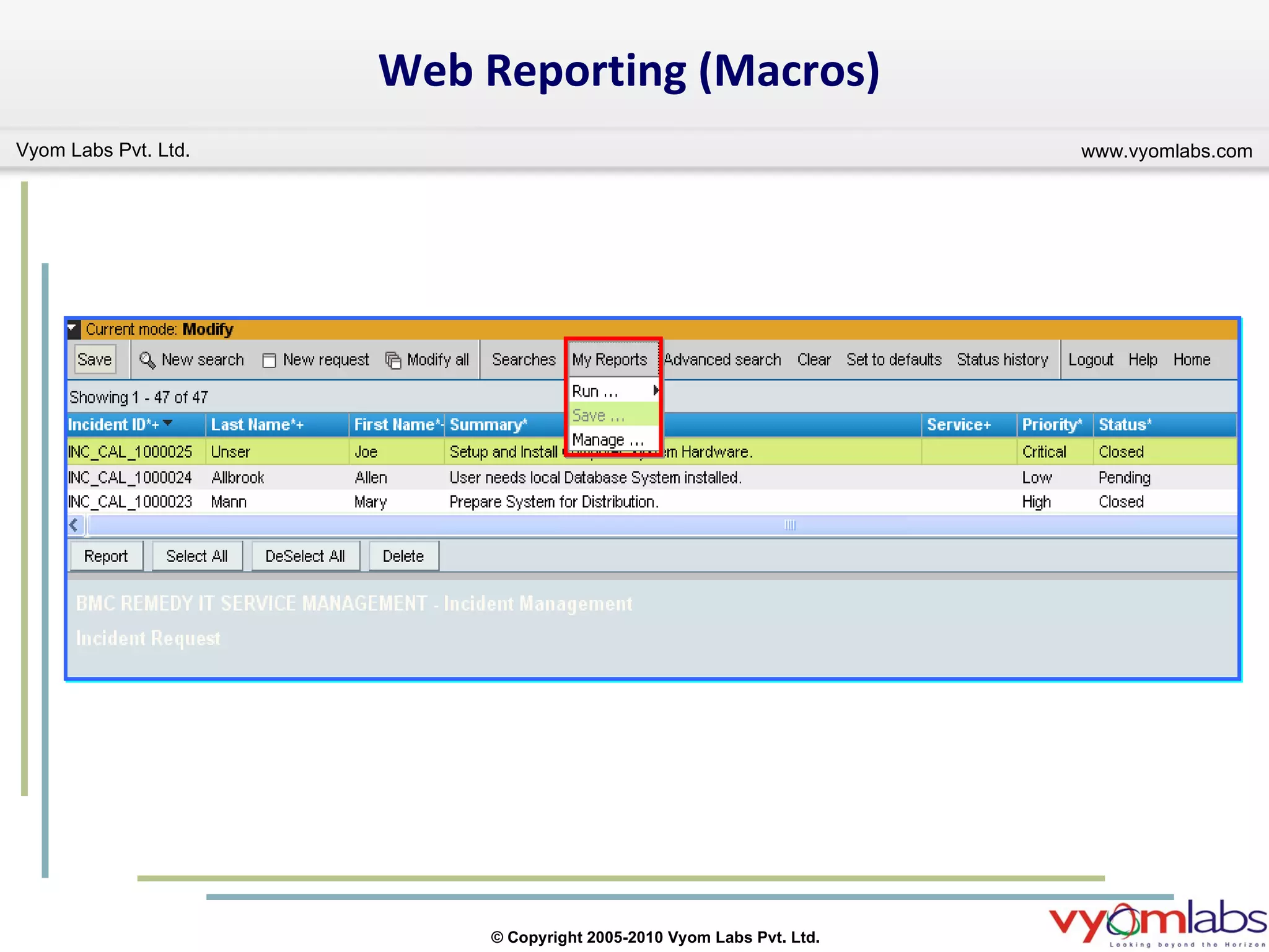 Web Reporting (Macros) 