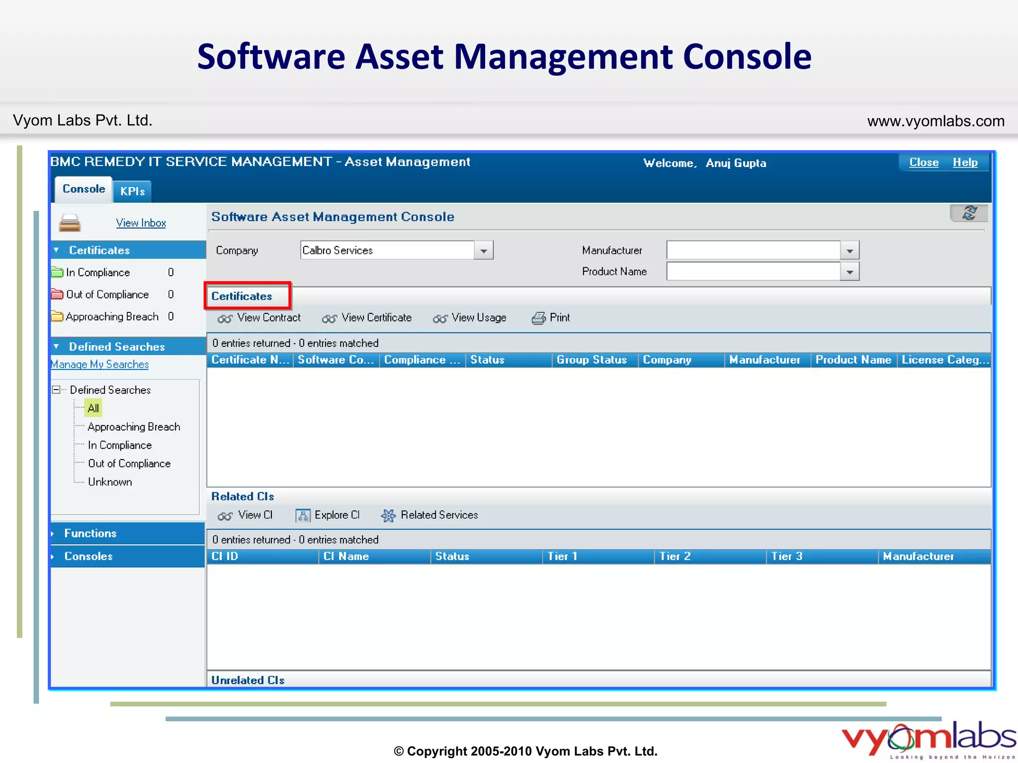 Software Asset Management Console 