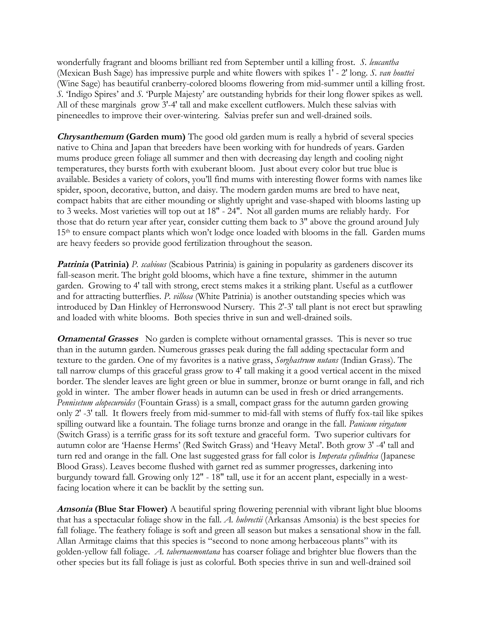 Late summer and fall plants for color pdf