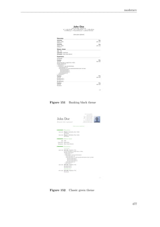 moderncv
Figure 151 Banking black theme
Figure 152 Classic green theme
477
 