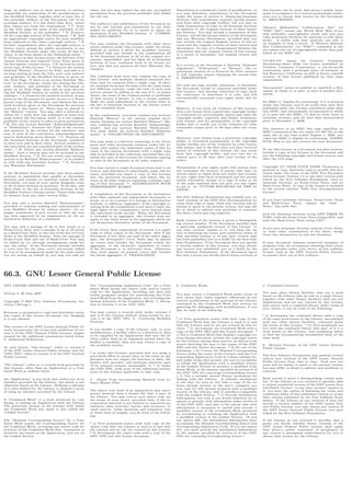 Page, as authors, one or more persons or entities
responsible for authorship of the modiﬁcations in
the Modiﬁed Version, together with at least ﬁve of
the principal authors of the Document (all of its
principal authors, if it has fewer than ﬁve), unless
they release you from this requirement. * C. State
on the Title page the name of the publisher of the
Modiﬁed Version, as the publisher. * D. Preserve
all the copyright notices of the Document. * E. Add
an appropriate copyright notice for your modiﬁca-
tions adjacent to the other copyright notices. * F.
Include, immediately after the copyright notices, a
license notice giving the public permission to use
the Modiﬁed Version under the terms of this Li-
cense, in the form shown in the Addendum below. *
G. Preserve in that license notice the full lists of In-
variant Sections and required Cover Texts given in
the Document’s license notice. * H. Include an unal-
tered copy of this License. * I. Preserve the section
Entitled "History", Preserve its Title, and add to it
an item stating at least the title, year, new authors,
and publisher of the Modiﬁed Version as given on
the Title Page. If there is no section Entitled "His-
tory" in the Document, create one stating the title,
year, authors, and publisher of the Document as
given on its Title Page, then add an item describ-
ing the Modiﬁed Version as stated in the previous
sentence. * J. Preserve the network location, if any,
given in the Document for public access to a Trans-
parent copy of the Document, and likewise the net-
work locations given in the Document for previous
versions it was based on. These may be placed in
the "History" section. You may omit a network lo-
cation for a work that was published at least four
years before the Document itself, or if the original
publisher of the version it refers to gives permission.
* K. For any section Entitled "Acknowledgements"
or "Dedications", Preserve the Title of the section,
and preserve in the section all the substance and
tone of each of the contributor acknowledgements
and/or dedications given therein. * L. Preserve all
the Invariant Sections of the Document, unaltered
in their text and in their titles. Section numbers or
the equivalent are not considered part of the section
titles. * M. Delete any section Entitled "Endorse-
ments". Such a section may not be included in the
Modiﬁed Version. * N. Do not retitle any existing
section to be Entitled "Endorsements" or to conﬂict
in title with any Invariant Section. * O. Preserve
any Warranty Disclaimers.
If the Modiﬁed Version includes new front-matter
sections or appendices that qualify as Secondary
Sections and contain no material copied from the
Document, you may at your option designate some
or all of these sections as invariant. To do this, add
their titles to the list of Invariant Sections in the
Modiﬁed Version’s license notice. These titles must
be distinct from any other section titles.
You may add a section Entitled "Endorsements",
provided it contains nothing but endorsements of
your Modiﬁed Version by various parties—for ex-
ample, statements of peer review or that the text
has been approved by an organization as the au-
thoritative deﬁnition of a standard.
You may add a passage of up to ﬁve words as a
Front-Cover Text, and a passage of up to 25 words
as a Back-Cover Text, to the end of the list of Cover
Texts in the Modiﬁed Version. Only one passage of
Front-Cover Text and one of Back-Cover Text may
be added by (or through arrangements made by)
any one entity. If the Document already includes
a cover text for the same cover, previously added
by you or by arrangement made by the same entity
you are acting on behalf of, you may not add an-
other; but you may replace the old one, on explicit
permission from the previous publisher that added
the old one.
The author(s) and publisher(s) of the Document do
not by this License give permission to use their
names for publicity for or to assert or imply en-
dorsement of any Modiﬁed Version. 5. COMBIN-
ING DOCUMENTS
You may combine the Document with other docu-
ments released under this License, under the terms
deﬁned in section 4 above for modiﬁed versions,
provided that you include in the combination all
of the Invariant Sections of all of the original doc-
uments, unmodiﬁed, and list them all as Invariant
Sections of your combined work in its license no-
tice, and that you preserve all their Warranty Dis-
claimers.
The combined work need only contain one copy of
this License, and multiple identical Invariant Sec-
tions may be replaced with a single copy. If there
are multiple Invariant Sections with the same name
but diﬀerent contents, make the title of each such
section unique by adding at the end of it, in paren-
theses, the name of the original author or publisher
of that section if known, or else a unique number.
Make the same adjustment to the section titles in
the list of Invariant Sections in the license notice
of the combined work.
In the combination, you must combine any sections
Entitled "History" in the various original docu-
ments, forming one section Entitled "History"; like-
wise combine any sections Entitled "Acknowledge-
ments", and any sections Entitled "Dedications".
You must delete all sections Entitled "Endorse-
ments". 6. COLLECTIONS OF DOCUMENTS
You may make a collection consisting of the Docu-
ment and other documents released under this Li-
cense, and replace the individual copies of this Li-
cense in the various documents with a single copy
that is included in the collection, provided that you
follow the rules of this License for verbatim copying
of each of the documents in all other respects.
You may extract a single document from such a col-
lection, and distribute it individually under this Li-
cense, provided you insert a copy of this License
into the extracted document, and follow this Li-
cense in all other respects regarding verbatim copy-
ing of that document. 7. AGGREGATION WITH
INDEPENDENT WORKS
A compilation of the Document or its derivatives
with other separate and independent documents or
works, in or on a volume of a storage or distribution
medium, is called an "aggregate" if the copyright re-
sulting from the compilation is not used to limit the
legal rights of the compilation’s users beyond what
the individual works permit. When the Document
is included in an aggregate, this License does not
apply to the other works in the aggregate which are
not themselves derivative works of the Document.
If the Cover Text requirement of section 3 is appli-
cable to these copies of the Document, then if the
Document is less than one half of the entire aggre-
gate, the Document’s Cover Texts may be placed
on covers that bracket the Document within the
aggregate, or the electronic equivalent of covers
if the Document is in electronic form. Otherwise
they must appear on printed covers that bracket
the whole aggregate. 8. TRANSLATION
Translation is considered a kind of modiﬁcation, so
you may distribute translations of the Document
under the terms of section 4. Replacing Invariant
Sections with translations requires special permis-
sion from their copyright holders, but you may in-
clude translations of some or all Invariant Sections
in addition to the original versions of these Invari-
ant Sections. You may include a translation of this
License, and all the license notices in the Document,
and any Warranty Disclaimers, provided that you
also include the original English version of this Li-
cense and the original versions of those notices and
disclaimers. In case of a disagreement between the
translation and the original version of this License
or a notice or disclaimer, the original version will
prevail.
If a section in the Document is Entitled "Acknowl-
edgements", "Dedications", or "History", the re-
quirement (section 4) to Preserve its Title (section
1) will typically require changing the actual title.
9. TERMINATION
You may not copy, modify, sublicense, or distribute
the Document except as expressly provided under
this License. Any attempt otherwise to copy, mod-
ify, sublicense, or distribute it is void, and will
automatically terminate your rights under this Li-
cense.
However, if you cease all violation of this License,
then your license from a particular copyright holder
is reinstated (a) provisionally, unless and until the
copyright holder explicitly and ﬁnally terminates
your license, and (b) permanently, if the copyright
holder fails to notify you of the violation by some
reasonable means prior to 60 days after the cessa-
tion.
Moreover, your license from a particular copyright
holder is reinstated permanently if the copyright
holder notiﬁes you of the violation by some reason-
able means, this is the ﬁrst time you have received
notice of violation of this License (for any work)
from that copyright holder, and you cure the vi-
olation prior to 30 days after your receipt of the
notice.
Termination of your rights under this section does
not terminate the licenses of parties who have re-
ceived copies or rights from you under this License.
If your rights have been terminated and not perma-
nently reinstated, receipt of a copy of some or all
of the same material does not give you any rights
to use it. 10. FUTURE REVISIONS OF THIS LI-
CENSE
The Free Software Foundation may publish new, re-
vised versions of the GNU Free Documentation Li-
cense from time to time. Such new versions will be
similar in spirit to the present version, but may dif-
fer in detail to address new problems or concerns.
See http://www.gnu.org/copyleft/.
Each version of the License is given a distinguish-
ing version number. If the Document speciﬁes that
a particular numbered version of this License "or
any later version" applies to it, you have the op-
tion of following the terms and conditions either of
that speciﬁed version or of any later version that
has been published (not as a draft) by the Free Soft-
ware Foundation. If the Document does not specify
a version number of this License, you may choose
any version ever published (not as a draft) by the
Free Software Foundation. If the Document speci-
ﬁes that a proxy can decide which future versions of
this License can be used, that proxy’s public state-
ment of acceptance of a version permanently autho-
rizes you to choose that version for the Document.
11. RELICENSING
"Massive Multiauthor Collaboration Site" (or
"MMC Site") means any World Wide Web server
that publishes copyrightable works and also pro-
vides prominent facilities for anybody to edit those
works. A public wiki that anybody can edit is
an example of such a server. A "Massive Multiau-
thor Collaboration" (or "MMC") contained in the
site means any set of copyrightable works thus pub-
lished on the MMC site.
"CC-BY-SA" means the Creative Commons
Attribution-Share Alike 3.0 license published by
Creative Commons Corporation, a not-for-proﬁt
corporation with a principal place of business in
San Francisco, California, as well as future copyleft
versions of that license published by that same
organization.
"Incorporate" means to publish or republish a Doc-
ument, in whole or in part, as part of another Doc-
ument.
An MMC is "eligible for relicensing" if it is licensed
under this License, and if all works that were ﬁrst
published under this License somewhere other than
this MMC, and subsequently incorporated in whole
or in part into the MMC, (1) had no cover texts or
invariant sections, and (2) were thus incorporated
prior to November 1, 2008.
The operator of an MMC Site may republish an
MMC contained in the site under CC-BY-SA on the
same site at any time before August 1, 2009, pro-
vided the MMC is eligible for relicensing. ADDEN-
DUM: How to use this License for your documents
To use this License in a document you have written,
include a copy of the License in the document and
put the following copyright and license notices just
after the title page:
Copyright (C) YEAR YOUR NAME. Permission is
granted to copy, distribute and/or modify this doc-
ument under the terms of the GNU Free Documen-
tation License, Version 1.3 or any later version pub-
lished by the Free Software Foundation; with no
Invariant Sections, no Front-Cover Texts, and no
Back-Cover Texts. A copy of the license is included
in the section entitled "GNU Free Documentation
License".
If you have Invariant Sections, Front-Cover Texts
and Back-Cover Texts, replace the "with . . .
Texts." line with this:
with the Invariant Sections being LIST THEIR TI-
TLES, with the Front-Cover Texts being LIST, and
with the Back-Cover Texts being LIST.
If you have Invariant Sections without Cover Texts,
or some other combination of the three, merge
those two alternatives to suit the situation.
If your document contains nontrivial examples of
program code, we recommend releasing these exam-
ples in parallel under your choice of free software
license, such as the GNU General Public License,
to permit their use in free software.
66.3. GNU Lesser General Public License
GNU LESSER GENERAL PUBLIC LICENSE
Version 3, 29 June 2007
Copyright © 2007 Free Software Foundation, Inc.
<http://fsf.org/>
Everyone is permitted to copy and distribute verba-
tim copies of this license document, but changing
it is not allowed.
This version of the GNU Lesser General Public Li-
cense incorporates the terms and conditions of ver-
sion 3 of the GNU General Public License, supple-
mented by the additional permissions listed below.
0. Additional Deﬁnitions.
As used herein, “this License” refers to version 3
of the GNU Lesser General Public License, and the
“GNU GPL” refers to version 3 of the GNU General
Public License.
“The Library” refers to a covered work governed by
this License, other than an Application or a Com-
bined Work as deﬁned below.
An “Application” is any work that makes use of an
interface provided by the Library, but which is not
otherwise based on the Library. Deﬁning a subclass
of a class deﬁned by the Library is deemed a mode
of using an interface provided by the Library.
A “Combined Work” is a work produced by com-
bining or linking an Application with the Library.
The particular version of the Library with which
the Combined Work was made is also called the
“Linked Version”.
The “Minimal Corresponding Source” for a Com-
bined Work means the Corresponding Source for
the Combined Work, excluding any source code for
portions of the Combined Work that, considered in
isolation, are based on the Application, and not on
the Linked Version.
The “Corresponding Application Code” for a Com-
bined Work means the object code and/or source
code for the Application, including any data and
utility programs needed for reproducing the Com-
bined Work from the Application, but excluding the
System Libraries of the Combined Work. 1. Excep-
tion to Section 3 of the GNU GPL.
You may convey a covered work under sections 3
and 4 of this License without being bound by sec-
tion 3 of the GNU GPL. 2. Conveying Modiﬁed
Versions.
If you modify a copy of the Library, and, in your
modiﬁcations, a facility refers to a function or data
to be supplied by an Application that uses the fa-
cility (other than as an argument passed when the
facility is invoked), then you may convey a copy of
the modiﬁed version:
* a) under this License, provided that you make a
good faith eﬀort to ensure that, in the event an Ap-
plication does not supply the function or data, the
facility still operates, and performs whatever part
of its purpose remains meaningful, or * b) under
the GNU GPL, with none of the additional permis-
sions of this License applicable to that copy.
3. Object Code Incorporating Material from Li-
brary Header Files.
The object code form of an Application may incor-
porate material from a header ﬁle that is part of
the Library. You may convey such object code un-
der terms of your choice, provided that, if the in-
corporated material is not limited to numerical pa-
rameters, data structure layouts and accessors, or
small macros, inline functions and templates (ten
or fewer lines in length), you do both of the follow-
ing:
* a) Give prominent notice with each copy of the
object code that the Library is used in it and that
the Library and its use are covered by this License.
* b) Accompany the object code with a copy of the
GNU GPL and this license document.
4. Combined Works.
You may convey a Combined Work under terms of
your choice that, taken together, eﬀectively do not
restrict modiﬁcation of the portions of the Library
contained in the Combined Work and reverse en-
gineering for debugging such modiﬁcations, if you
also do each of the following:
* a) Give prominent notice with each copy of the
Combined Work that the Library is used in it and
that the Library and its use are covered by this Li-
cense. * b) Accompany the Combined Work with a
copy of the GNU GPL and this license document. *
c) For a Combined Work that displays copyright no-
tices during execution, include the copyright notice
for the Library among these notices, as well as a ref-
erence directing the user to the copies of the GNU
GPL and this license document. * d) Do one of the
following: o 0) Convey the Minimal Corresponding
Source under the terms of this License, and the Cor-
responding Application Code in a form suitable for,
and under terms that permit, the user to recombine
or relink the Application with a modiﬁed version
of the Linked Version to produce a modiﬁed Com-
bined Work, in the manner speciﬁed by section 6 of
the GNU GPL for conveying Corresponding Source.
o 1) Use a suitable shared library mechanism for
linking with the Library. A suitable mechanism
is one that (a) uses at run time a copy of the Li-
brary already present on the user’s computer sys-
tem, and (b) will operate properly with a modiﬁed
version of the Library that is interface-compatible
with the Linked Version. * e) Provide Installation
Information, but only if you would otherwise be re-
quired to provide such information under section 6
of the GNU GPL, and only to the extent that such
information is necessary to install and execute a
modiﬁed version of the Combined Work produced
by recombining or relinking the Application with
a modiﬁed version of the Linked Version. (If you
use option 4d0, the Installation Information must
accompany the Minimal Corresponding Source and
Corresponding Application Code. If you use option
4d1, you must provide the Installation Information
in the manner speciﬁed by section 6 of the GNU
GPL for conveying Corresponding Source.)
5. Combined Libraries.
You may place library facilities that are a work
based on the Library side by side in a single library
together with other library facilities that are not
Applications and are not covered by this License,
and convey such a combined library under terms of
your choice, if you do both of the following:
* a) Accompany the combined library with a copy
of the same work based on the Library, uncombined
with any other library facilities, conveyed under
the terms of this License. * b) Give prominent no-
tice with the combined library that part of it is a
work based on the Library, and explaining where
to ﬁnd the accompanying uncombined form of the
same work.
6. Revised Versions of the GNU Lesser General
Public License.
The Free Software Foundation may publish revised
and/or new versions of the GNU Lesser General
Public License from time to time. Such new ver-
sions will be similar in spirit to the present version,
but may diﬀer in detail to address new problems or
concerns.
Each version is given a distinguishing version num-
ber. If the Library as you received it speciﬁes that
a certain numbered version of the GNU Lesser Gen-
eral Public License “or any later version” applies to
it, you have the option of following the terms and
conditions either of that published version or of any
later version published by the Free Software Foun-
dation. If the Library as you received it does not
specify a version number of the GNU Lesser Gen-
eral Public License, you may choose any version of
the GNU Lesser General Public License ever pub-
lished by the Free Software Foundation.
If the Library as you received it speciﬁes that a
proxy can decide whether future versions of the
GNU Lesser General Public License shall apply,
that proxy’s public statement of acceptance of
any version is permanent authorization for you to
choose that version for the Library.
 