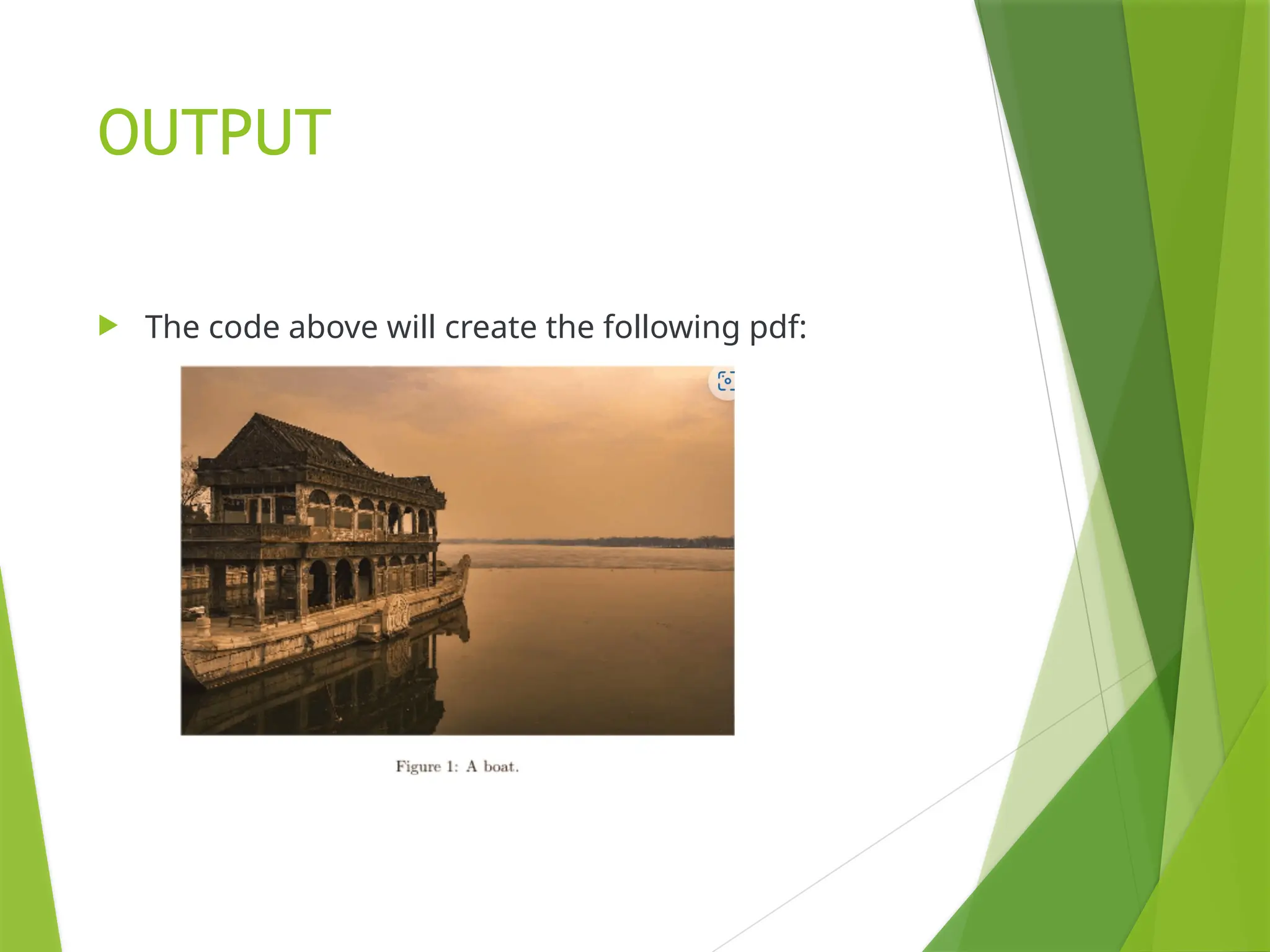 OUTPUT
 The code above will create the following pdf:
 