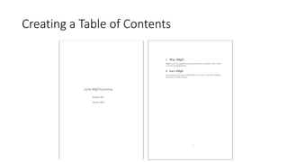 Creating a Table of Contents
 
