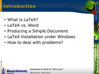 LaTeX Introduction for Word Users
