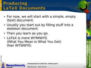 LaTeX Introduction for Word Users