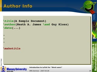 LaTeX Introduction for Word Users