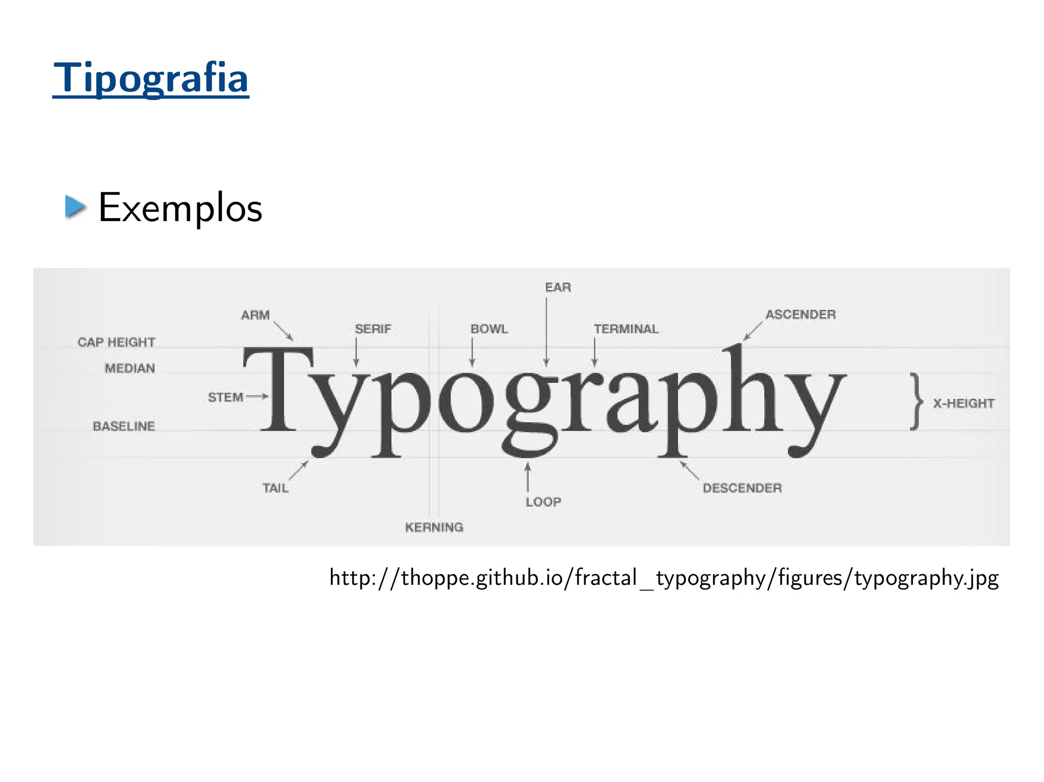 Tipografia
Exemplos
http://thoppe.github.io/fractal_typography/figures/typography.jpg
 