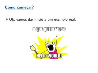 Como começar?
Ok, vamos dar início a um exemplo real.
 
