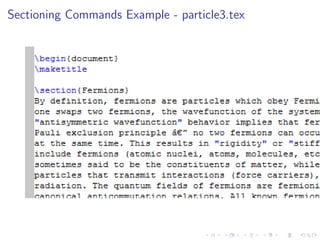Sectioning Commands Example - particle3.tex

 