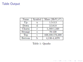 Table Output

 