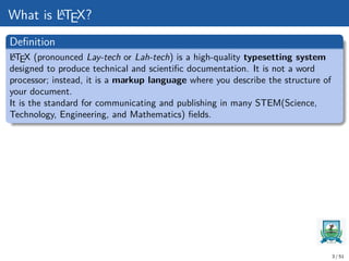 Comprehensive Introduction to LaTeX: Setup, Formatting, and Advanced ...