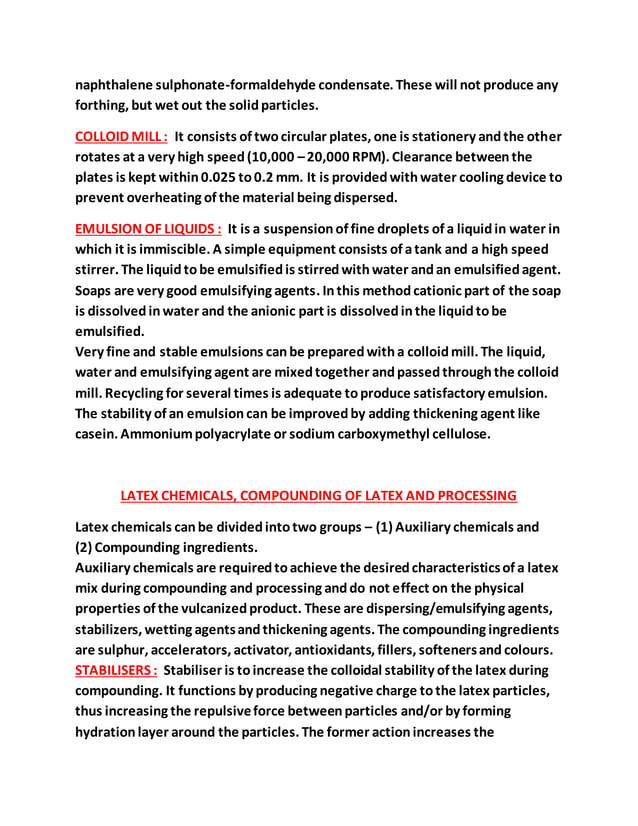 Latex ingredients and compounding with formulations of products with
