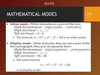 MATHEMATICAL MODES 25
MATH
 