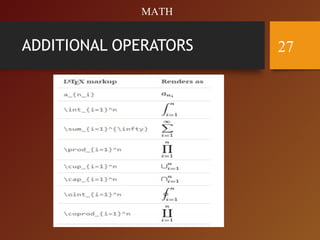 ADDITIONAL OPERATORS 27
MATH
 