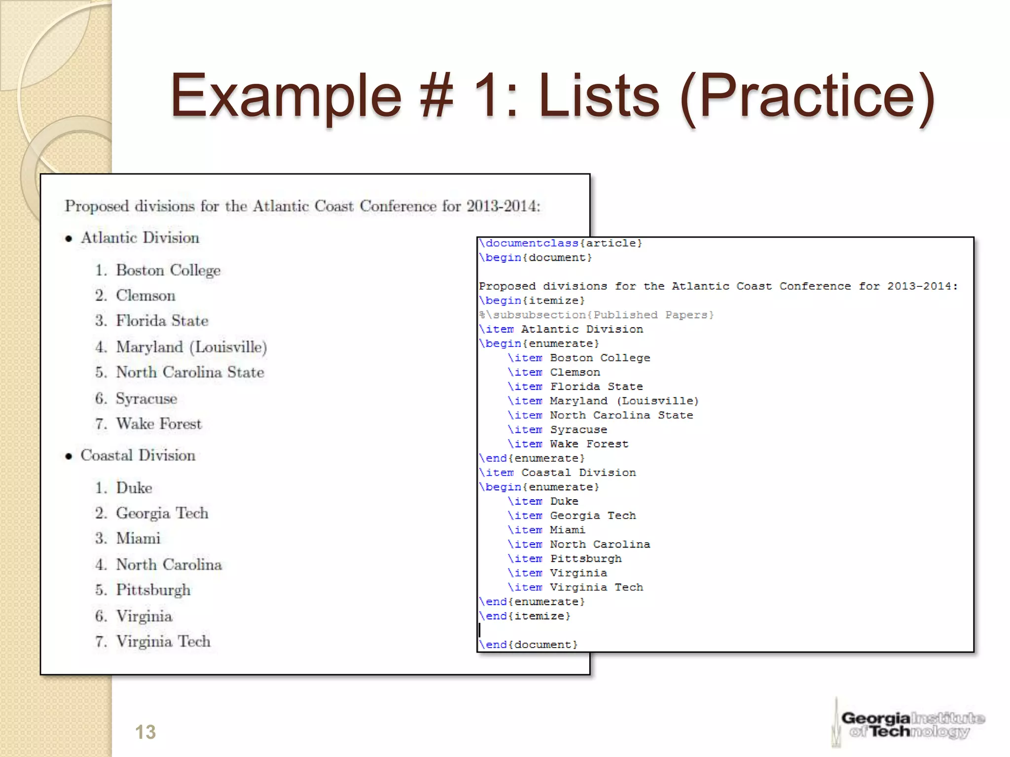 Example # 1: Lists (Practice)




13
 