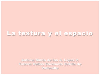 La textura y el espacio
Autora: María de los A. López P.
Tutora: Belkis Coromoto Sotillo de
Vallenilla
 