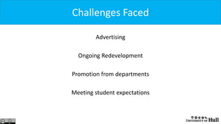 Advertising
Ongoing Redevelopment
Promotion from departments
Meeting student expectations
Challenges Faced