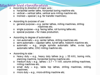 Machine tool classification
 