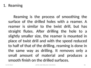 Lathe and Drilling Machine introduction and applications | PPTX