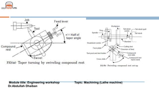 Module title: Engineering workshop Topic: Machining (Lathe machine)
Dr.Abdullah Dhaiban
 