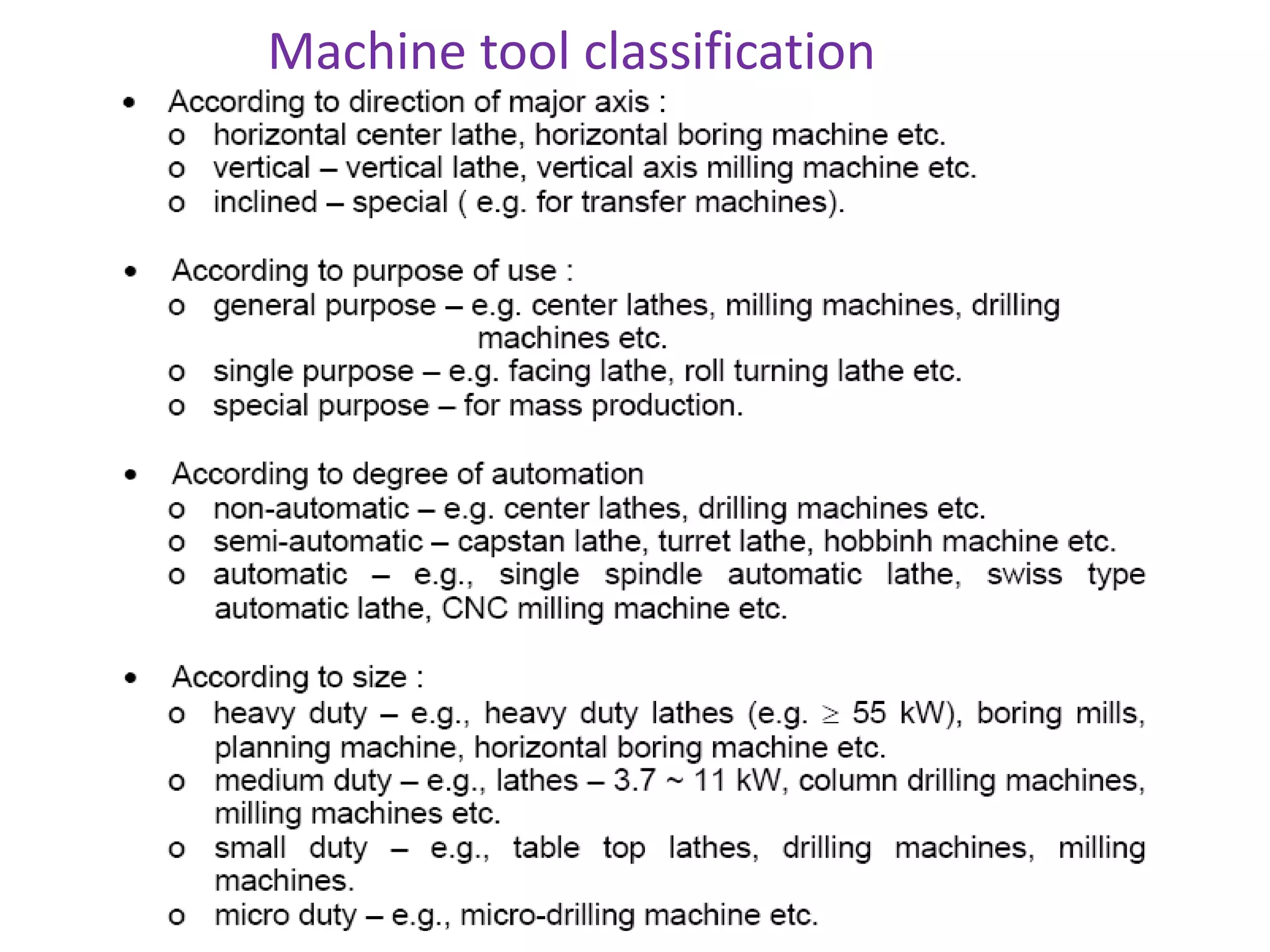 Machine tool classification
 