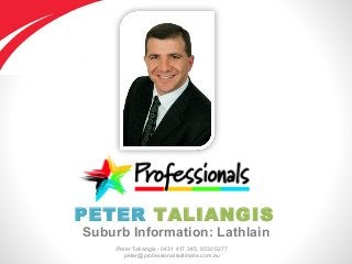 Peter Taliangis - 0431 417 345, 9330 5277
peter@professionalsultimate.com.au
PETER TALIANGIS
Suburb Information: Lathlain
 