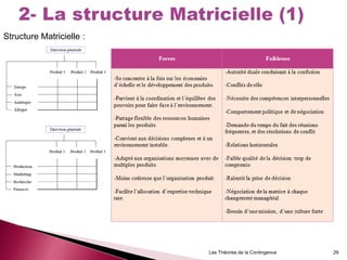 Les Théories de la Contingence 29
Structure Matricielle :
 