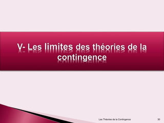 Les Théories de la Contingence 30
 