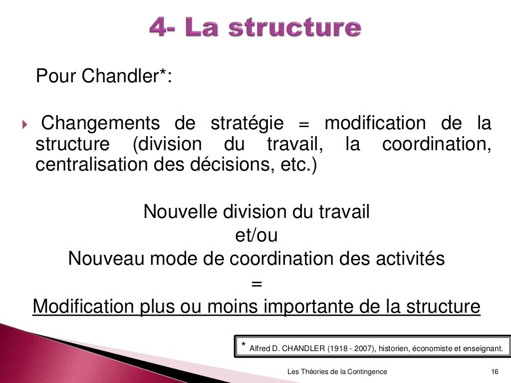 La théorie de la contingence La théorie de la contingence