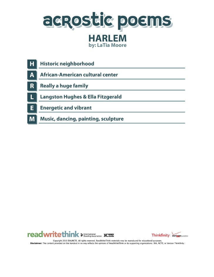 La tia harlem acrostic La tia harlem acrostic