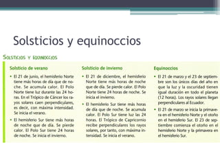 Solsticios y equinoccios
 