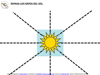 REPASA LOS RAYOS DEL SOL.
Autor pictogramas: Sergio Palao. Procedencia: ARASAAC (www.arasaac.org) Licencia: CC (BY-NC-SA). Autora: Noelia García Carreño
 