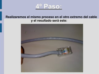 4º Paso:   Realizaremos el mismo proceso en el otro extremo del cable y el resultado será este: 