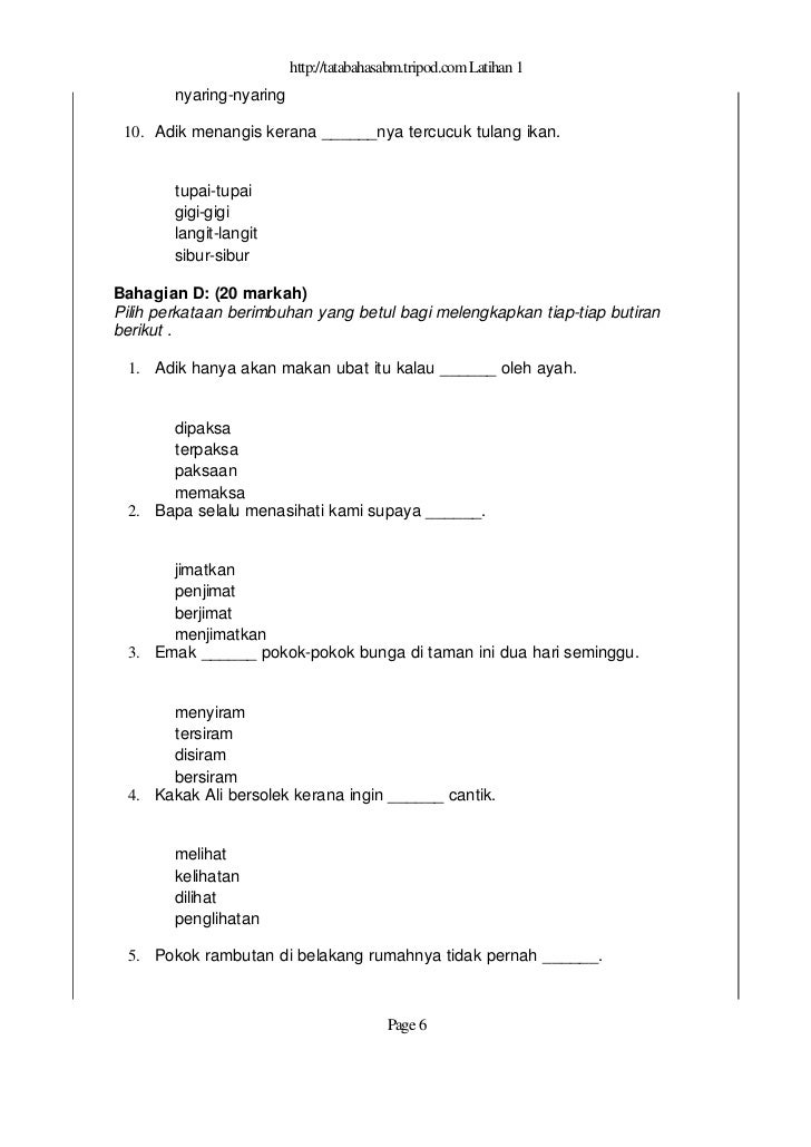 Latihan Tatabahasa