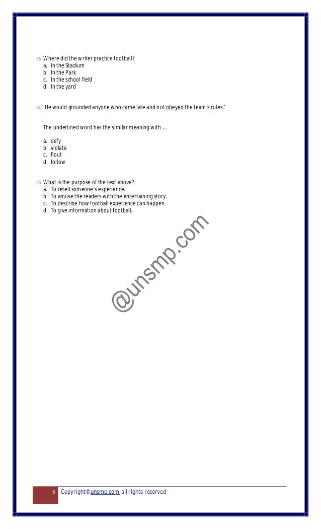 Latihan Soal Bahasa Inggris Ujian Nasional Smp