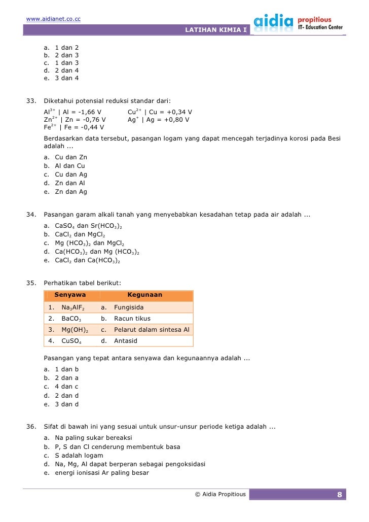 Latihan Kimia 1