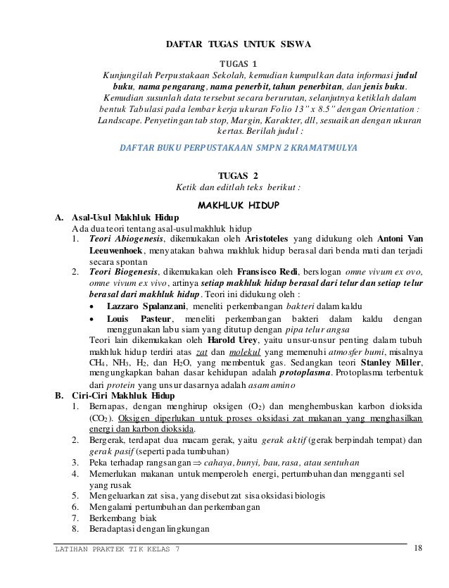 LATIHAN PRAKTIKUM MS. WORD