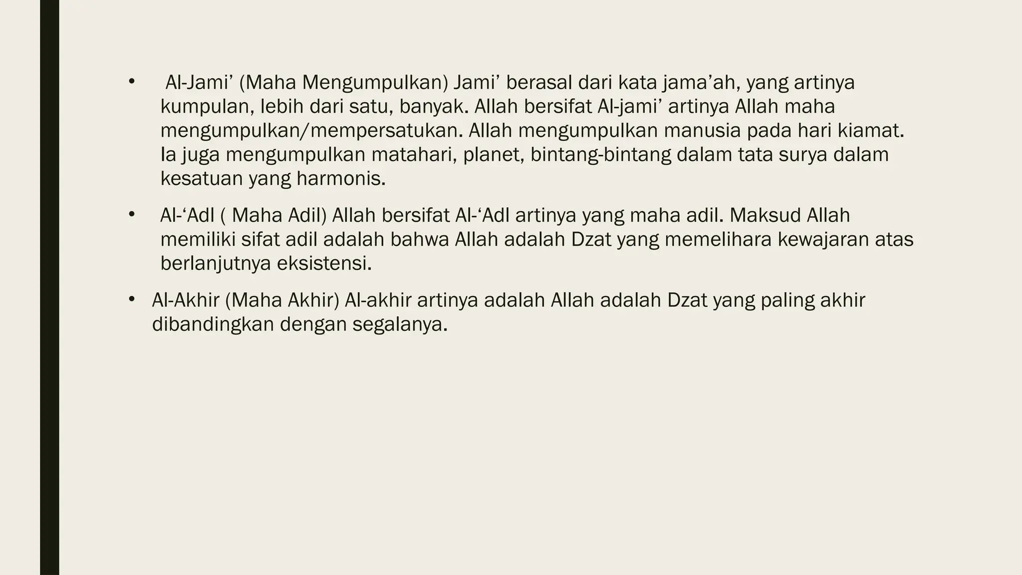 Meneladani Sifat-sifat Allah melalui asma ul husna | PPT