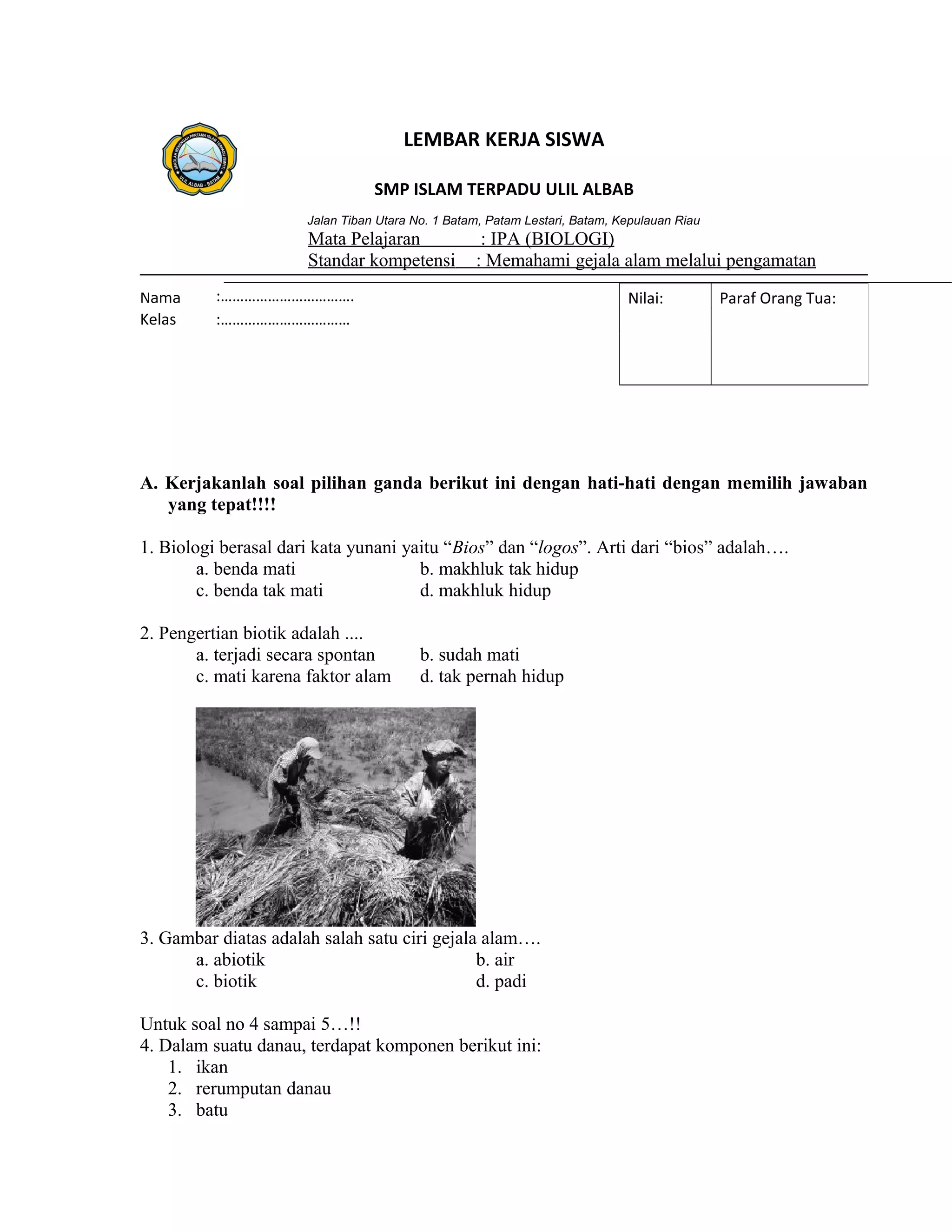 Menguasai Biologi Kelas 7 Semester 1: Panduan Lengkap dengan Contoh Soal dan Pembahasan Menguasai Biologi Kelas 7 Semester 1: Panduan Lengkap dengan Contoh Soal dan Pembahasan